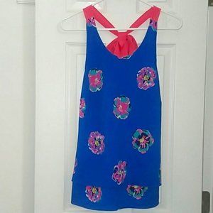 Lilly Pulitzer Maris top tiered, floral racerback tank w/bow XS